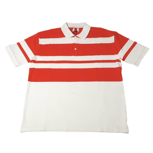 BALLY mens striped polo shirt in bone/orange