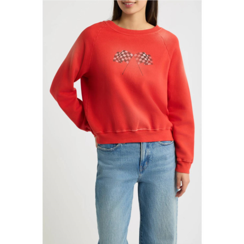 DAYDREAMER ready set go shrunken raglan sweatshirt in red