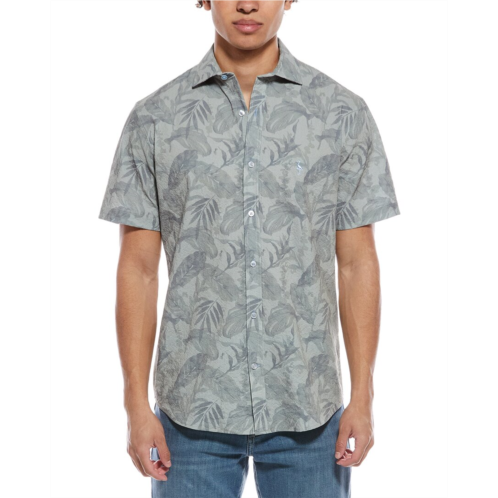 TailorByrd tropical leaves printed seersucker shirt