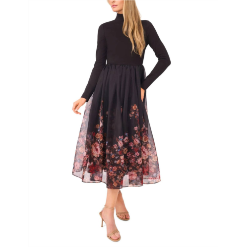 TED BAKER florine turtleneck combo maxi dress in black