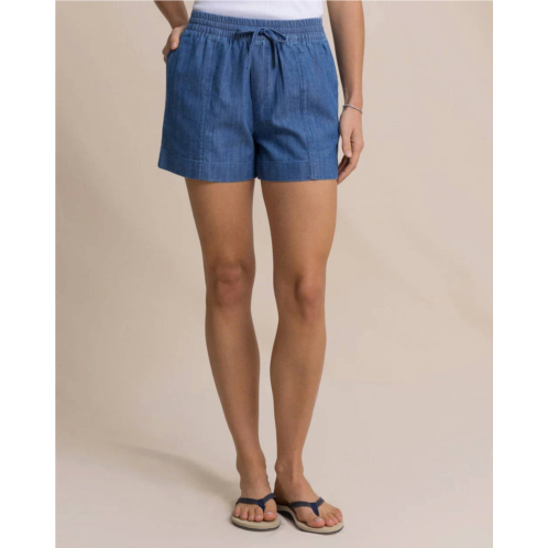 SOUTHERN TIDE emilia woven short in medium wash indigo