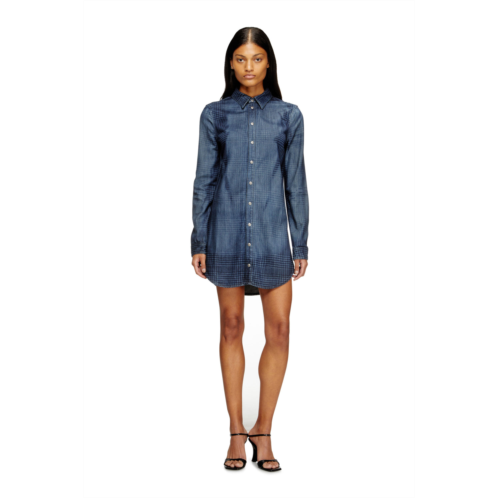 Diesel shirt dress in fluid prince of wales denim