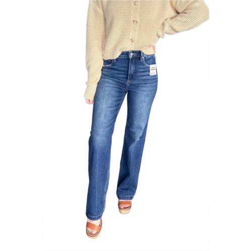 RISEN high rise tummy control straight leg jeans in dark wash