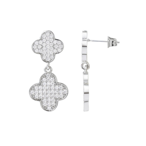 Adornia silver plated cz clover drop earrings
