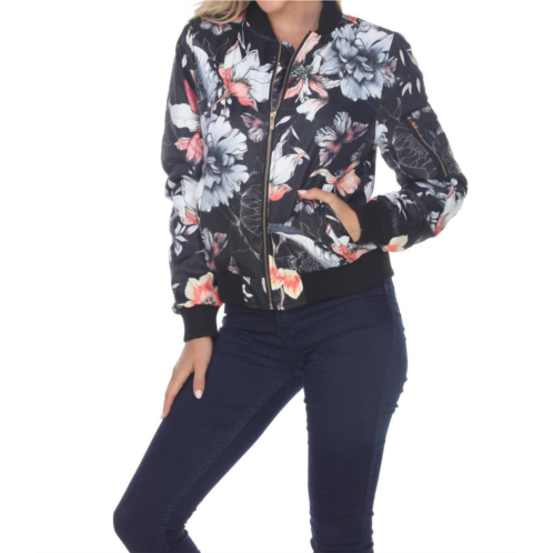 White Mark floral bomber jacket in black