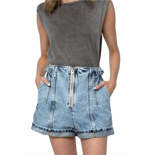 IRO powelly denim shorts in snow blue