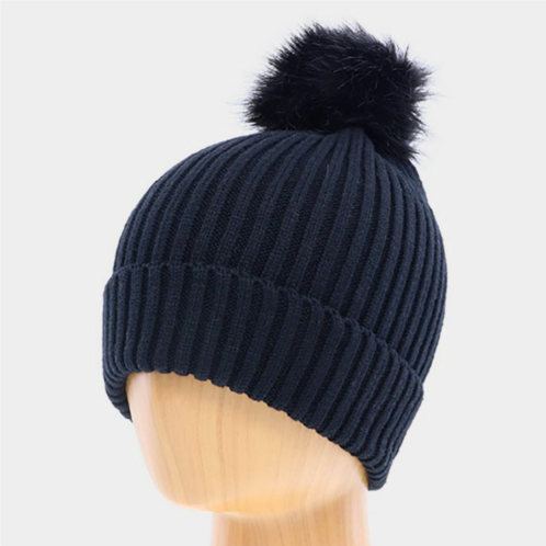 FASHNZFAB soft knit faux pom pom beanie hat