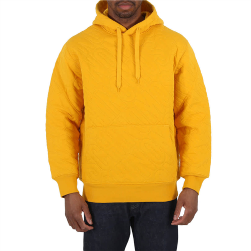 Moschino mens yellow all-over logo embroidered hoodie