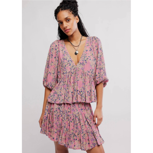 Free People perishing printed set in pink combo