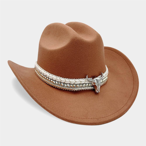 FASHNZFAB steer head studded accent band cowboy hat