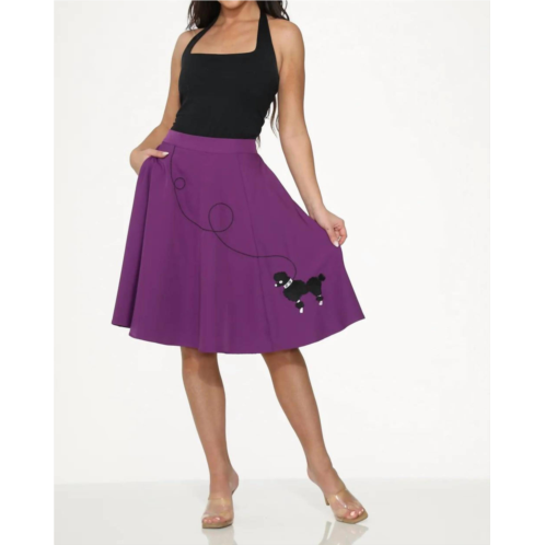Orchid Bloom embroidered poodle swing skirt in purple
