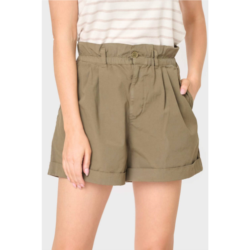 Sanctuary elastic waist cuffed short in light burnt olive