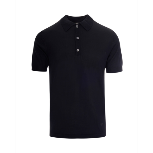 EMPORIO ARMANI simple knit polo shirt with classic collar and fluid texture