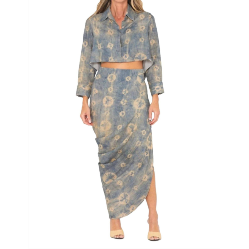 JBQ noor skirt in blue shibori