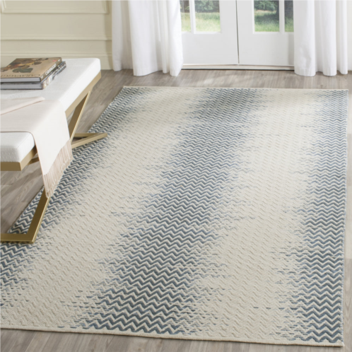 Safavieh cotton kilim hand made area rug blue / ivory contemporary style non-shedding