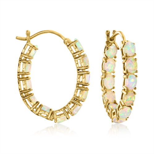 Ross-Simons opal inside-outside hoop earrings in 18kt gold over sterling