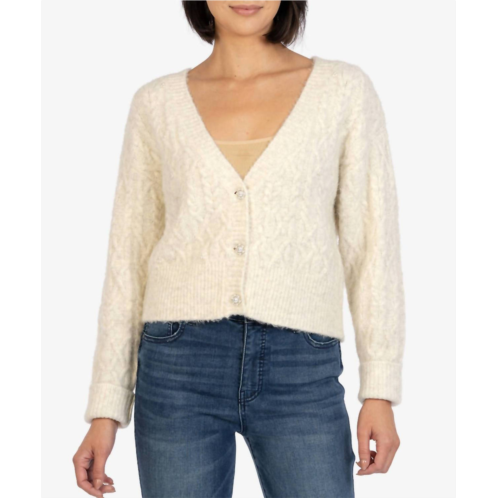 KUT FROM THE KLOTH petra button down crop cardigan in ivory