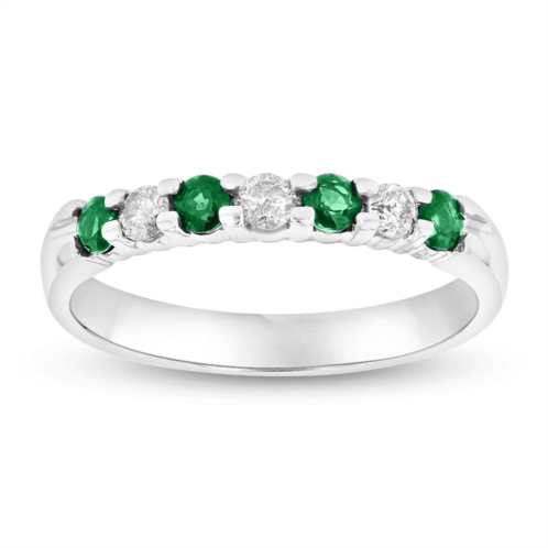Diana M Jewels 14k gold ring 0.35ct tw round diamonds and emeralds prong set band