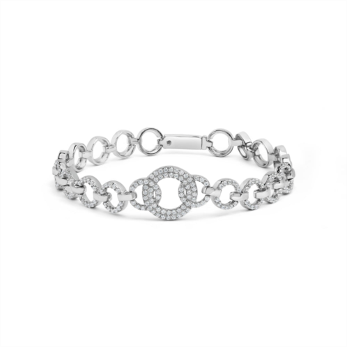 Haus of Brilliance .925 sterling silver 1.00 cttw diamond interlinking open circle link bracelet