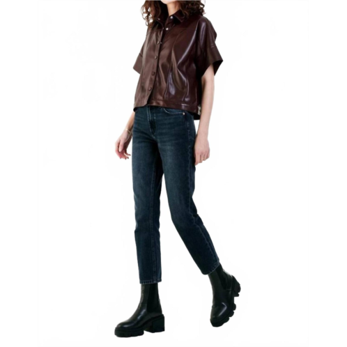 DEAR JOHN DENIM bess vegan leather top in brown