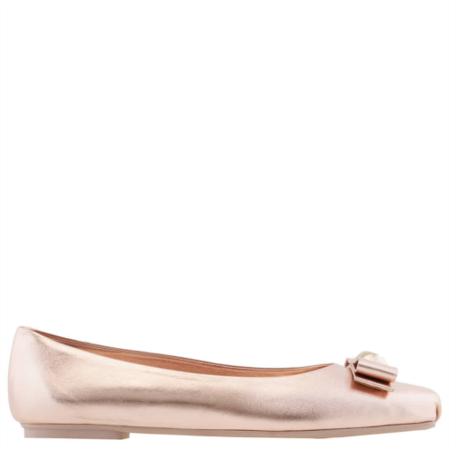 Salvatore Ferragamo Ferragamo ladies metallic leather vara bowl ballet flats