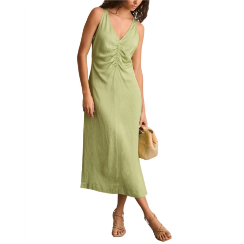 Reiss pari ruched linen-blend dress