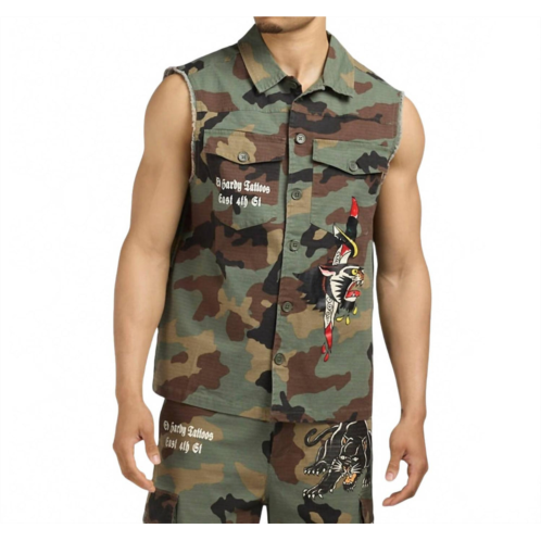 Ed Hardy panther twill jacket in camo