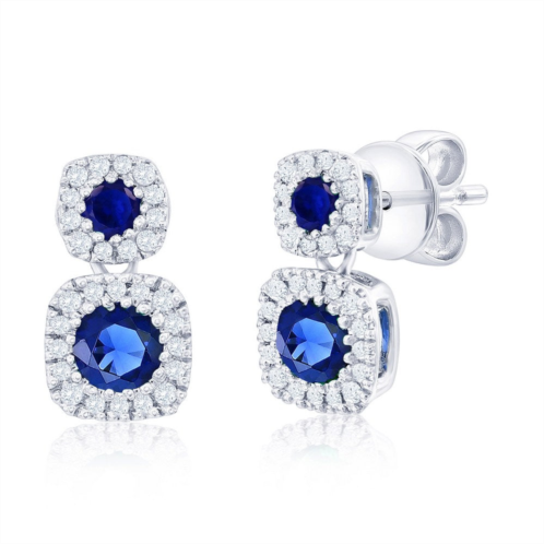 Simona sterling silver lab-grown sapphire and natural diamond earrings - 0.70ct