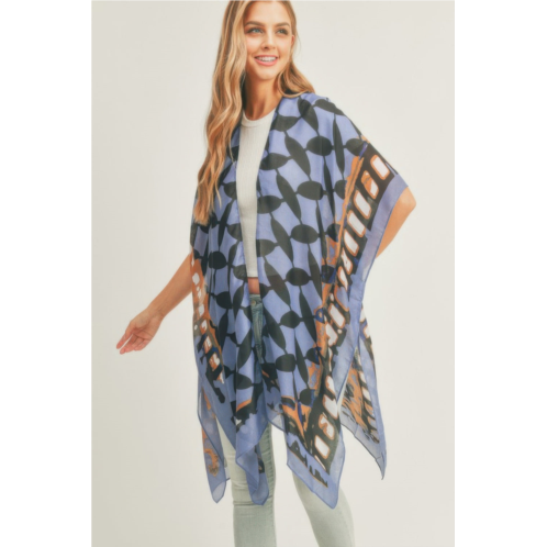 TRUEDAMES ombree front and geometric back print kimono