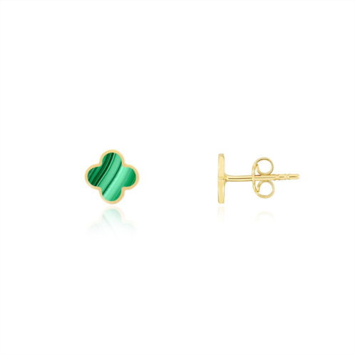 The Lovery mini malachite clover stud earrings