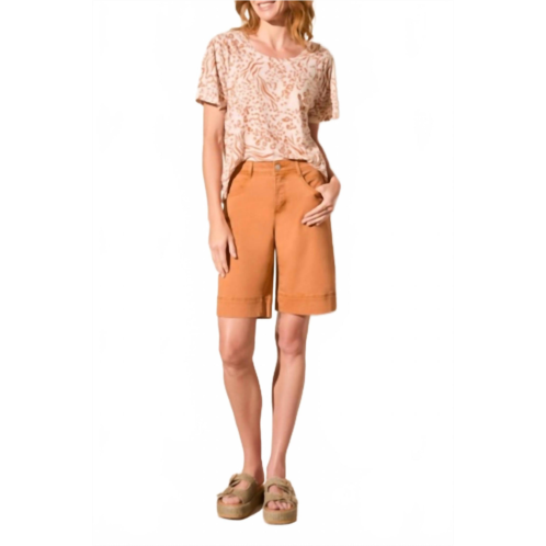 TRIBAL wide-leg bermuda shorts in pinecone