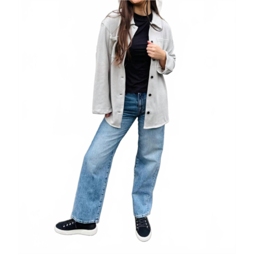 7 For All Mankind callie shirt jacket in light grey