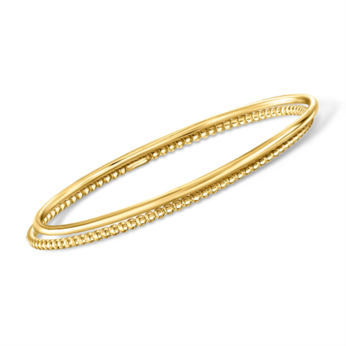 RS Pure by ross-simons italian 18kt gold vermeil jewelry set: 2 polished and beaded bangle bracelets