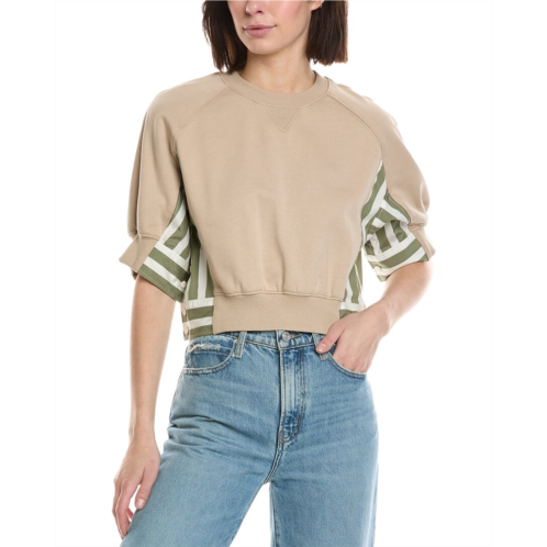 3.1 Phillip Lim 3/4 sleeve cropped combo sweatshirt
