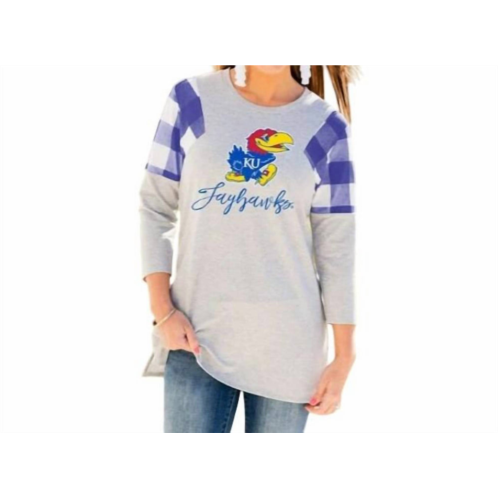 Gameday Couture university of kansas get in check tunic in grey/purple
