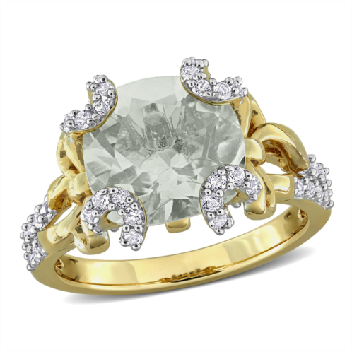 mimi & max 4 1/8ct tgw green quartz and white topaz cocktail ring yellow silver