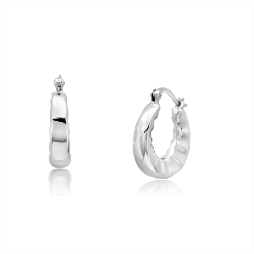 MaxColor sterling silver round burst hoop earrings