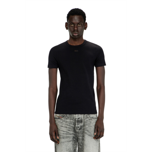 Diesel slim short-sleeve top with laser cut oval d