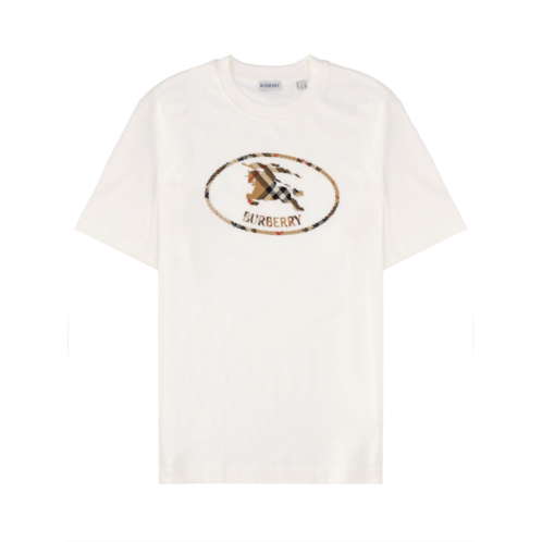 BURBERRY white check oval graphic t-shirt