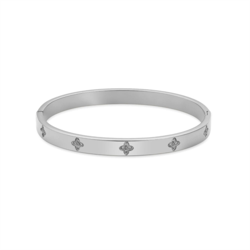 Adornia tarnish resistant silver plated pave clover cuff