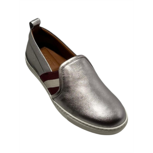 Bally henrika 6212747 silver lamb leather slip-on low-top sneakers