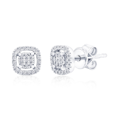 Simona sterling silver square halo diamond studs