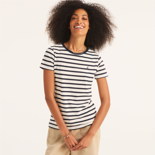 Nautica womens sustainably crafted striped crewneck t-shirt