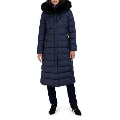 TAHARI womens phoebe oversized faux fur trim maxi coat