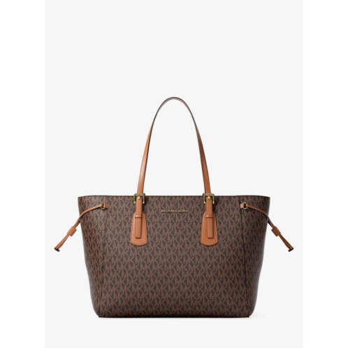 Michael Kors Outlet voyager large signature logo top-zip tote bag