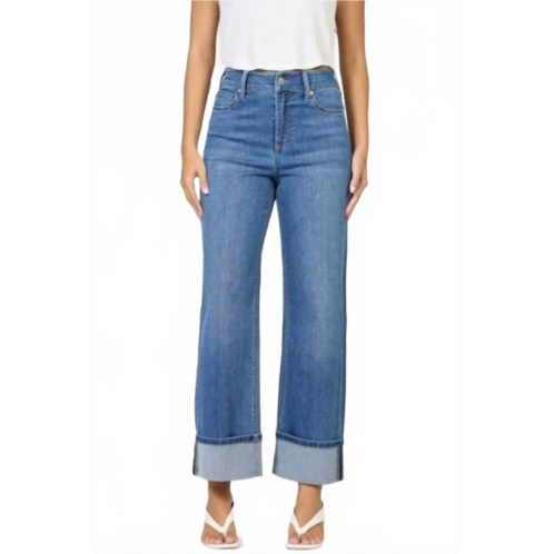 DEAR JOHN DENIM holly high rise cuffed hem straight leg jeans in abbey road