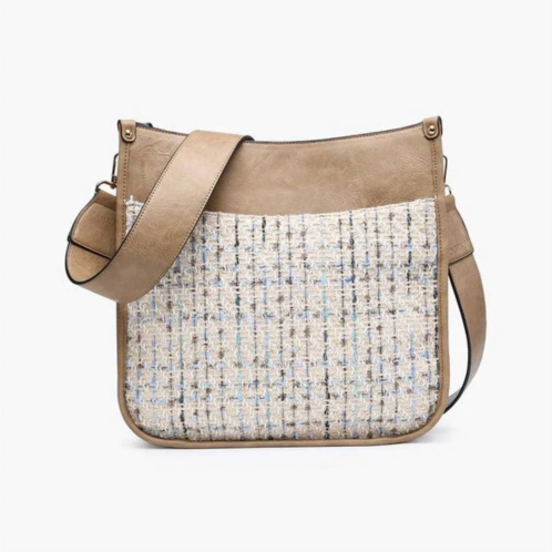 Jen & Co. womens kate crossbody bag in tweed khaki