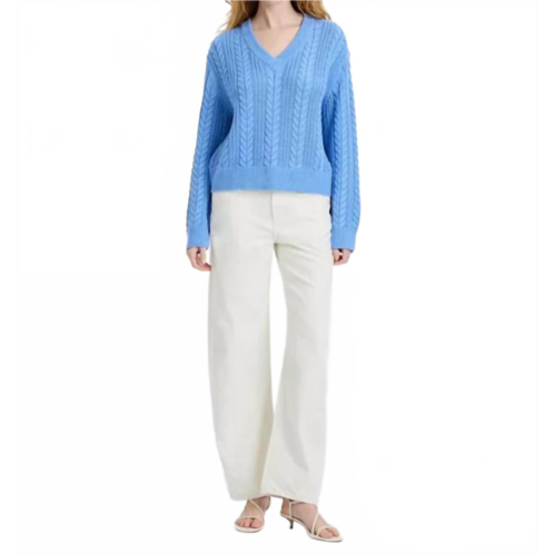FRENCH CONNECTION ryland knit stripe pullover sweater in blue hydrangea