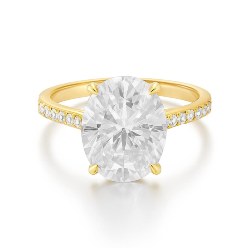 Allyanna Gifts womens oval pave moissanite ring in gold