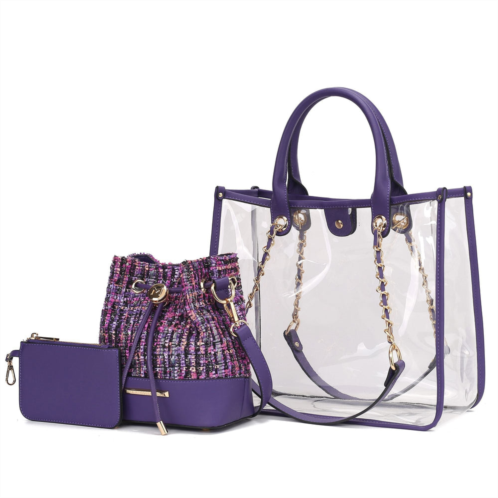 MKF Collection diva pvc tote bag with tweed bucket bag by mia k.